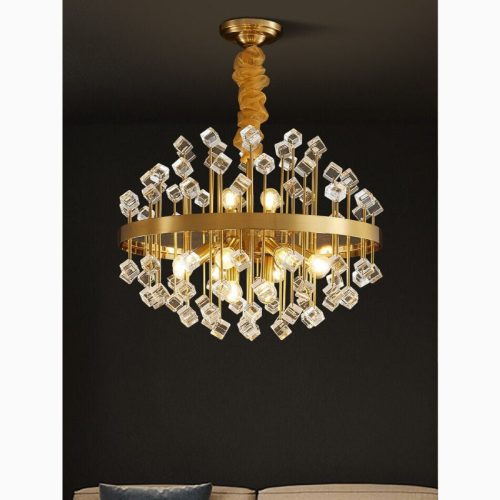 MIRODEMI Colorful Modern Crystal Gold Chandelier