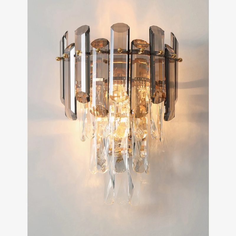 MIRODEMI Cordoba Smokey Gray Crystal Wall Lamp