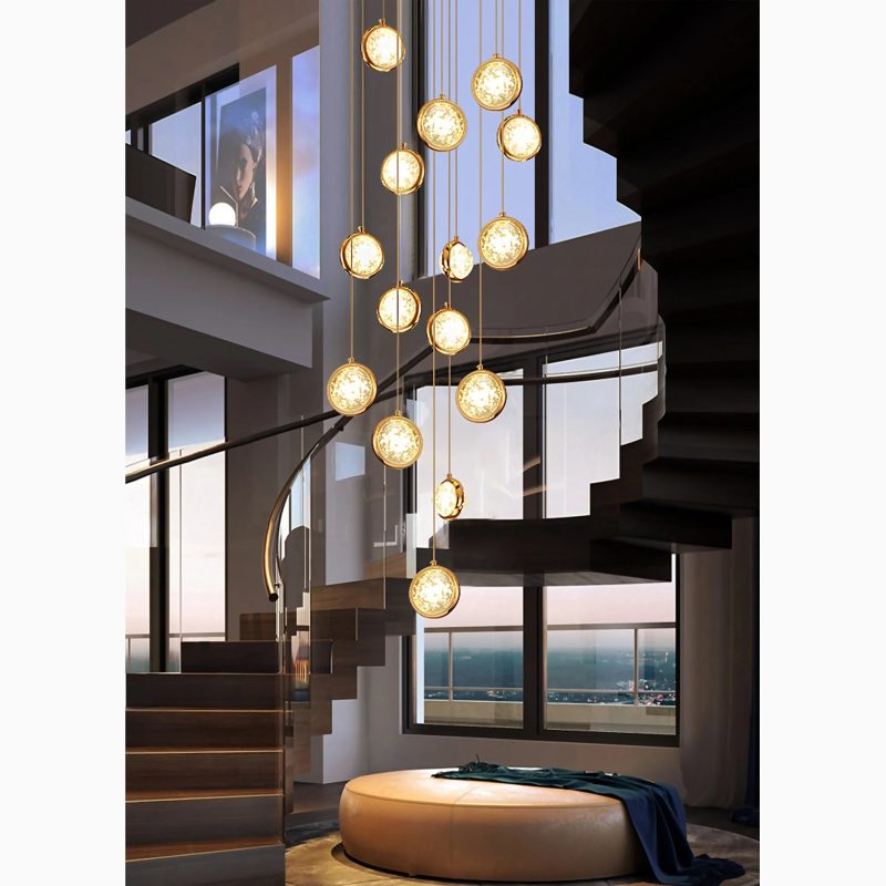 MIRODEMI Corniglia Crystal Ball Staircase Chandelier