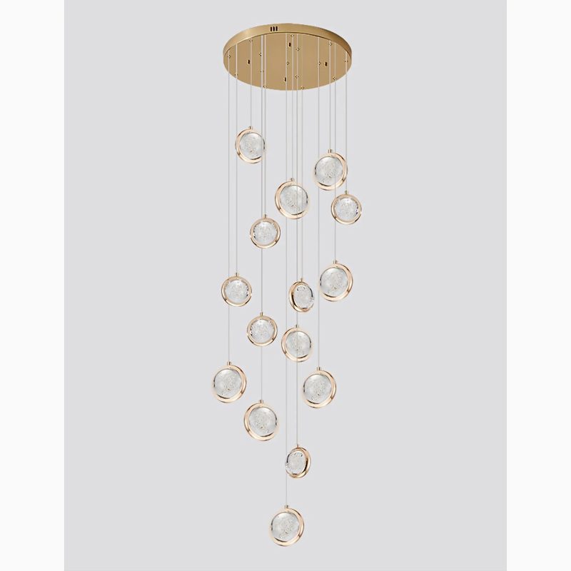 MIRODEMI Corniglia Designer LED Crystal Ball Staircase Chandelier