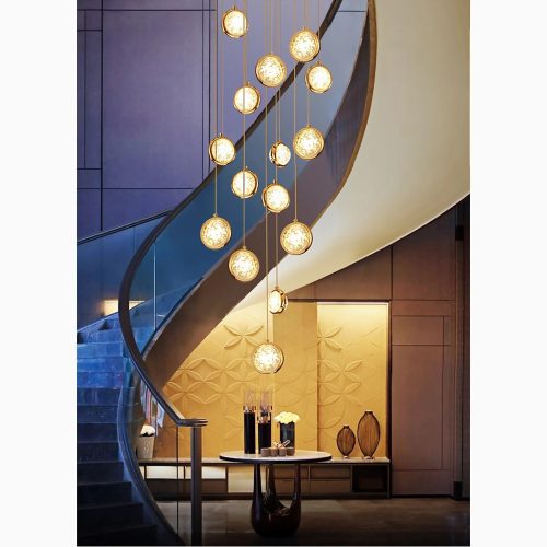 MIRODEMI Corniglia Luxury LED Crystal Ball Staircase Chandelier