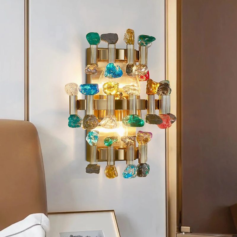 MIRODEMI® Coruña | Modern colorful design sconce for bedroom | wall sconces | wall light | crystal light