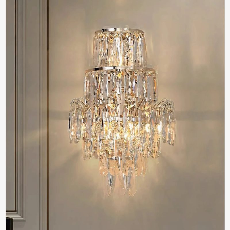 MIRODEMI® Coslada | Gold/chrome crystal wall sconce | wall light