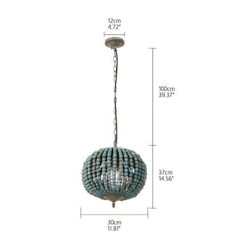 MIRODEMI Couvin Creative Wooden Beads Chandelier Round Blue