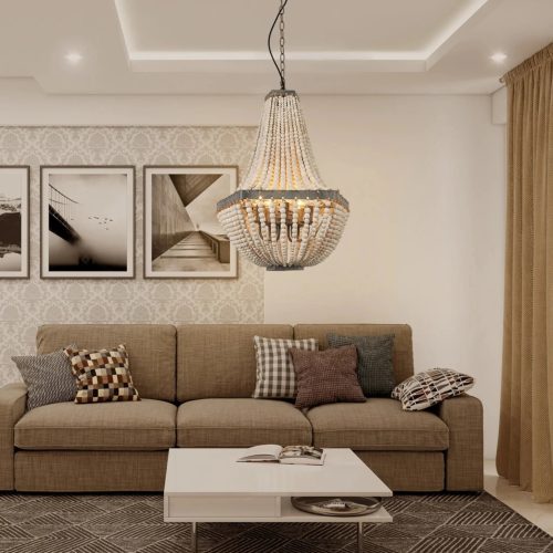 MIRODEMI® Couvin | Wooden Beads Chandelier for Living Room