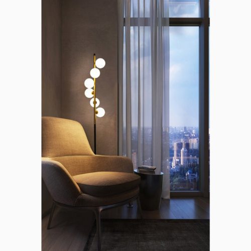 MIRODEMI Cressier Creative Spiral Floor Lamp with Glass Balls Lampshade for Living Room Bedroom