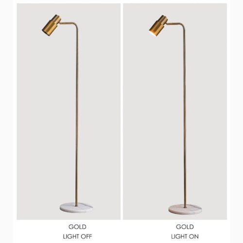 MIRODEMI Dallenwil Minimalistic Gold Floor Lamp with Marble Base for Bedroom Home Hall