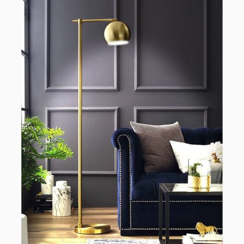 MIRODEMI® Davos | Black/Gold Minimalistic Reading Floor Lamp for Living Room, Bedroom, Home, Hall