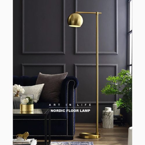 MIRODEMI Davos Black Gold Minimalistic Reading Floor Lamp for Living Room Bedroom Home