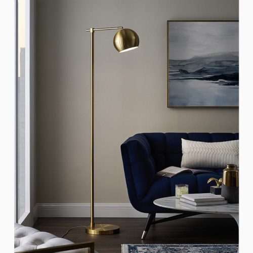 MIRODEMI Davos Black Gold Minimalistic Reading Floor Lamp for Living Room Home Hall