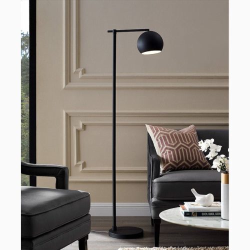 MIRODEMI® Davos | Black/Gold Minimalistic Reading Floor Lamp for Living Room, Bedroom, Home, Hall