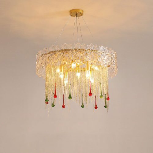 MIRODEMI Delemont Creative Drum Crystal LED Pendant Chandelier for Dining Room