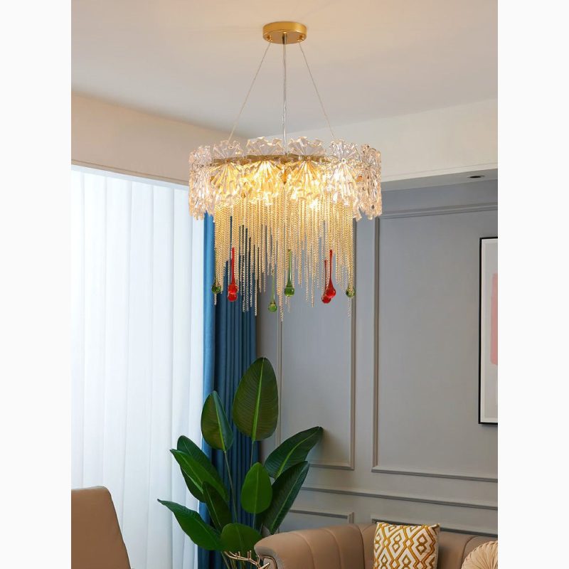 MIRODEMI Delemont Creative Drum Crystal LED Pendant Chandelier for Living Room