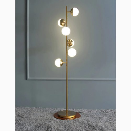 MIRODEMI® Diemtigen | Elegant Golden Metal LED Floor Lamp With Acrylic Balls for Living Room, Bedroom, Home, Hall