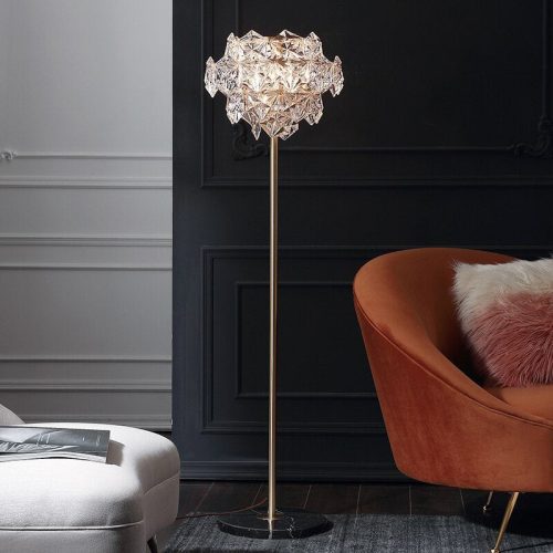 MIRODEMI Dubendorf Nordic Luxury Crystal LED Floor Lamp With Marble Base for Living Room Bedroom Home Hall