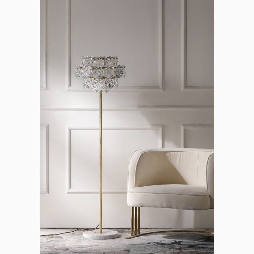 MIRODEMI Dubendorf Nordic Luxury Crystal LED Floor Lamp With Marble Base for Reading Bedroom Home Hall