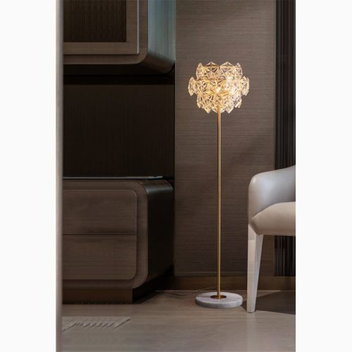 MIRODEMI Dubendorf Nordic Luxury Crystal LED Floor Lamp With Marble Base for Reading Living Room