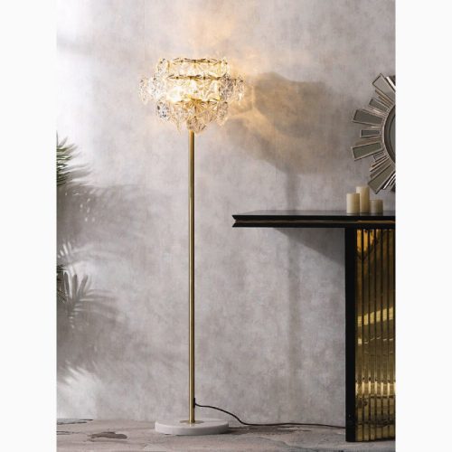 MIRODEMI Dubendorf Nordic Luxury Crystal LED Floor Lamp With Marble Base for Reading Living Room Bedroom