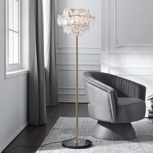 MIRODEMI Dubendorf Nordic Luxury Crystal LED Floor Lamp With Marble Base for Reading Living Room Bedroom Home Hall