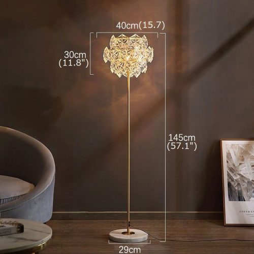 MIRODEMI Dubendorf Nordic Luxury Crystal LED Floor Lamp With Marble Base for Reading Living Room Details