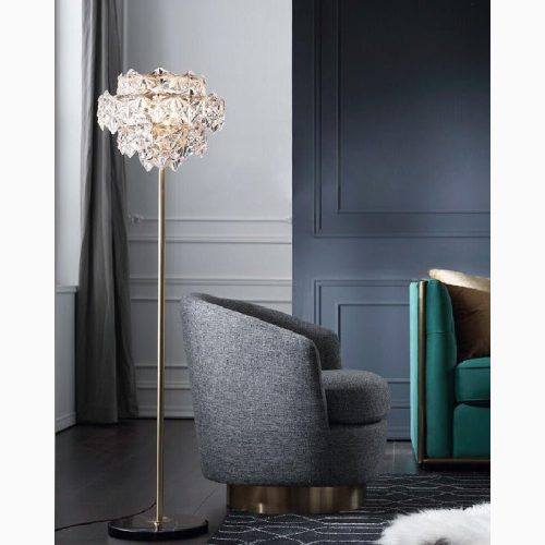 MIRODEMI Dubendorf Nordic Luxury Crystal LED Floor Lamp With Marble Base for Reading Living Room Home Hall