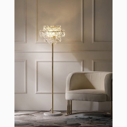 MIRODEMI Dubendorf Nordic Luxury Crystal LED Floor Lamp With Marble Base for Reading Room Bedroom Home Hall