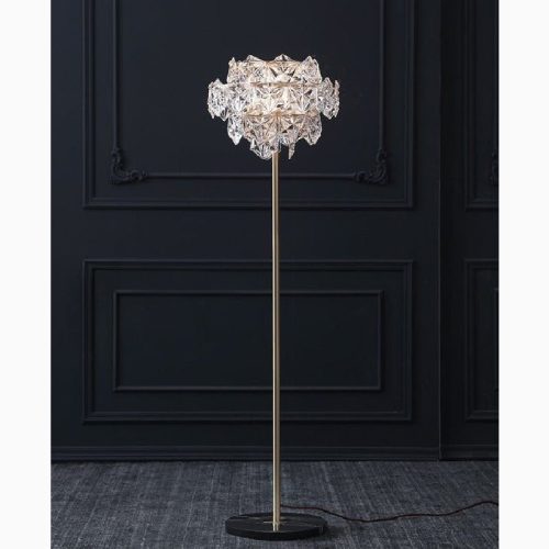 MIRODEMI® Dübendorf | Nordic Luxury Crystal LED Floor Lamp With Marble Base for Reading, Living Room, Bedroom, Home, Hall