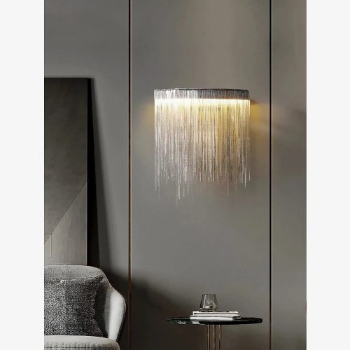 MIRODEMI® Éibar | Gold/Chrome Modern Led Chain Wall Lamp | wall sconces | wall light