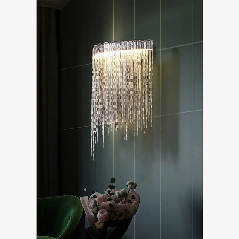 MIRODEMI® Éibar | Gold/Chrome Modern Led Chain Wall Lamp | wall sconces | wall light