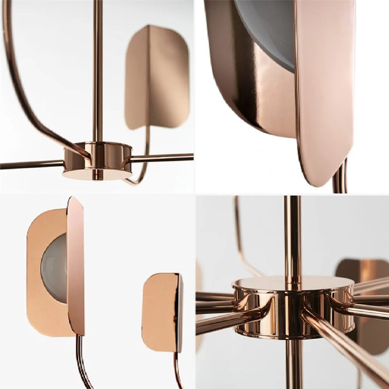 MIRODEMI Fiesch Modern Art Deco Rose Gold Details Chandelier