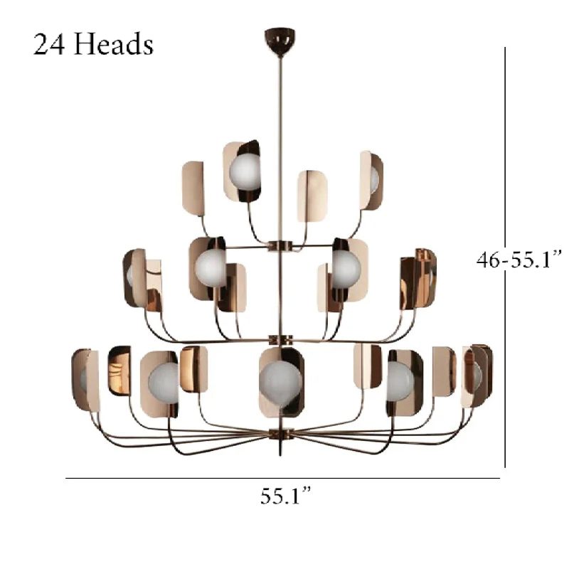 MIRODEMI Fiesch Modern Art Deco Rose Gold Large Size Chandelier