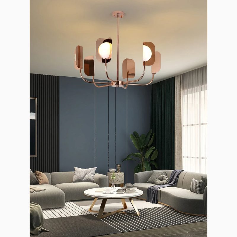 MIRODEMI Fiesch Modern Art Rose Gold Chandelier