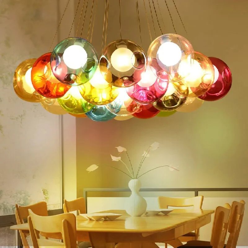 MIRODEMI Fluelen Colourful Rainbow Glass Ball Chandelier