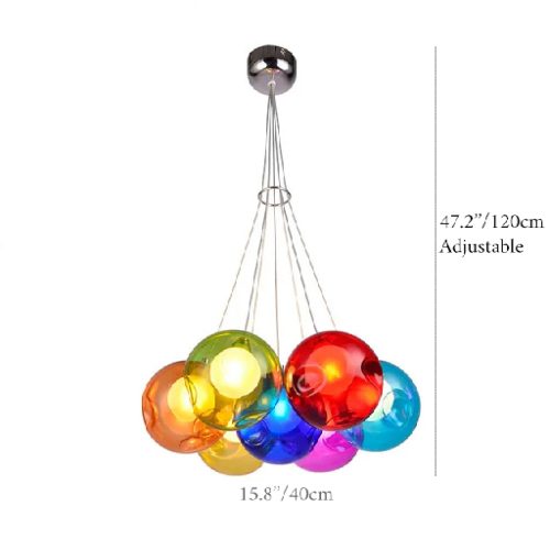 MIRODEMI Fluelen Colourful Rainbow Glass Ball Size2 Chandelier