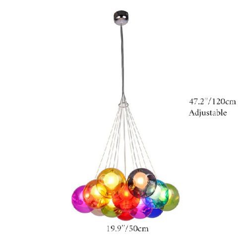 MIRODEMI Fluelen Colourful Rainbow Glass Ball Size4 Chandelier