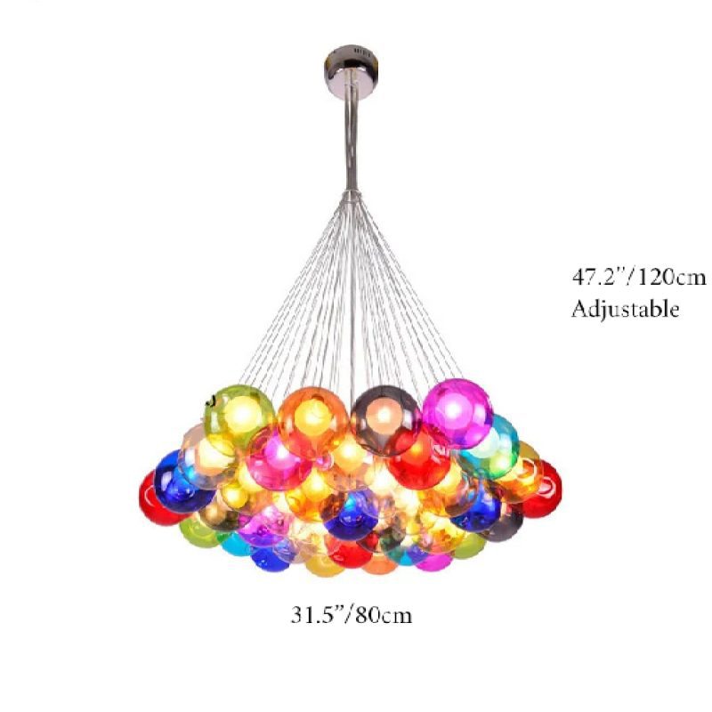 MIRODEMI Fluelen Colourful Rainbow Glass Ball Size7 Chandelier