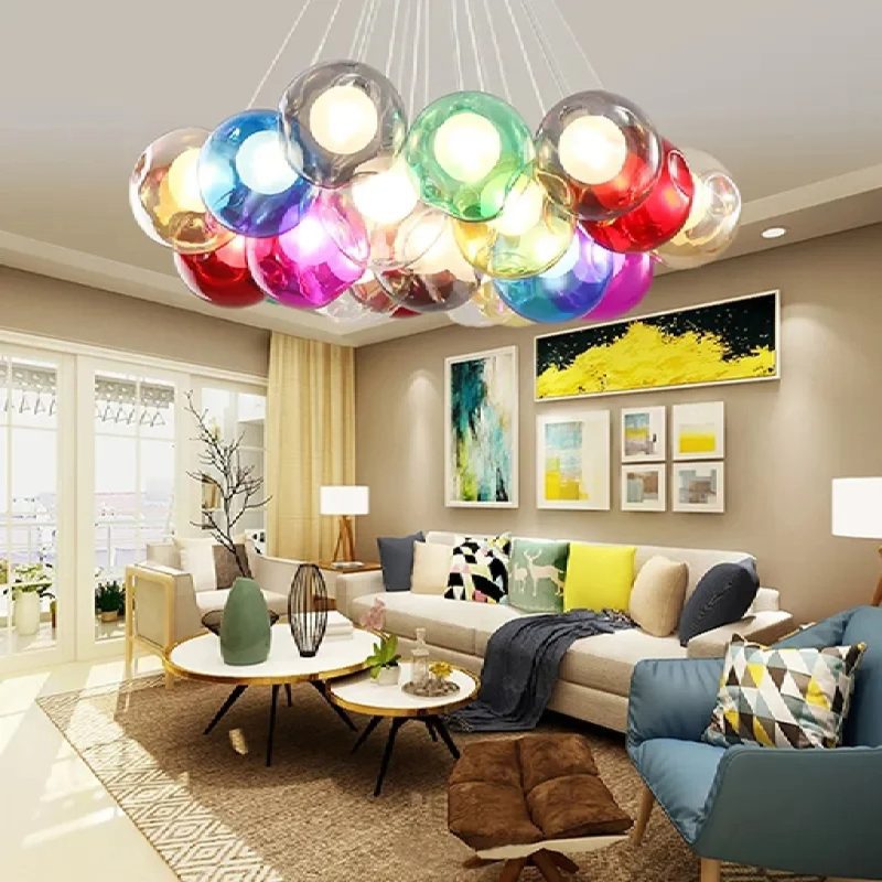 MIRODEMI Fluelen Creative Rainbow Glass Ball Chandelier