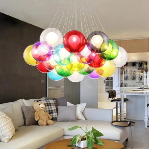 MIRODEMI Fluelen Large Rainbow Glass Ball Chandelier