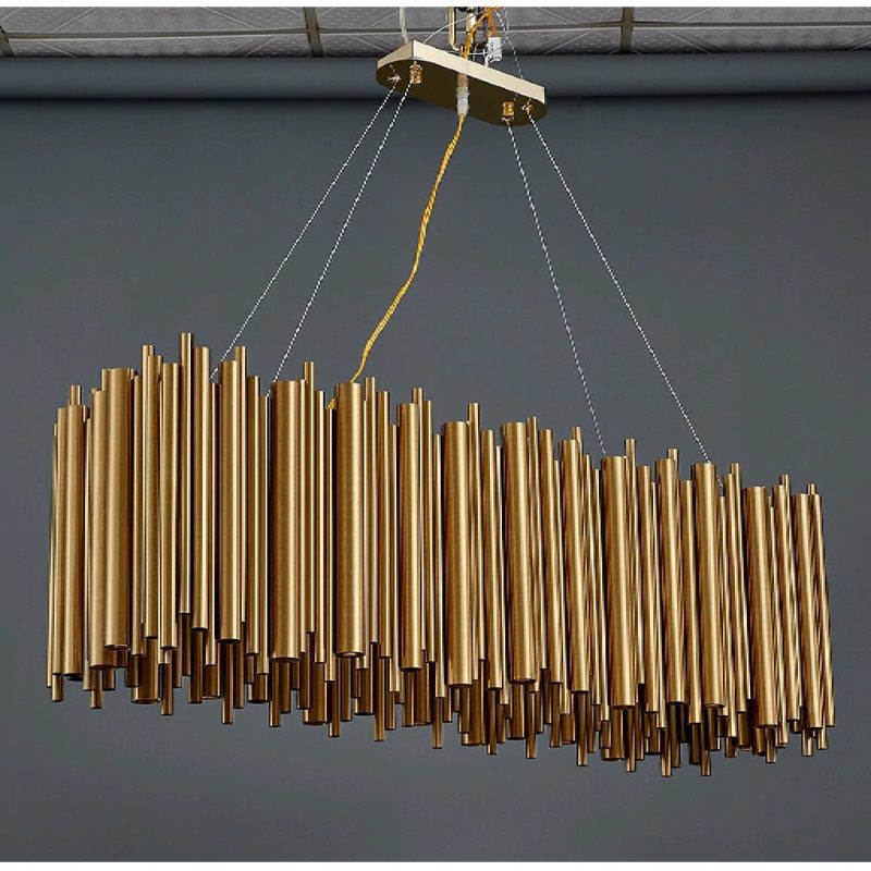 MIRODEMI Fontan Trendy Rectangle Gold Stainless Chandelier