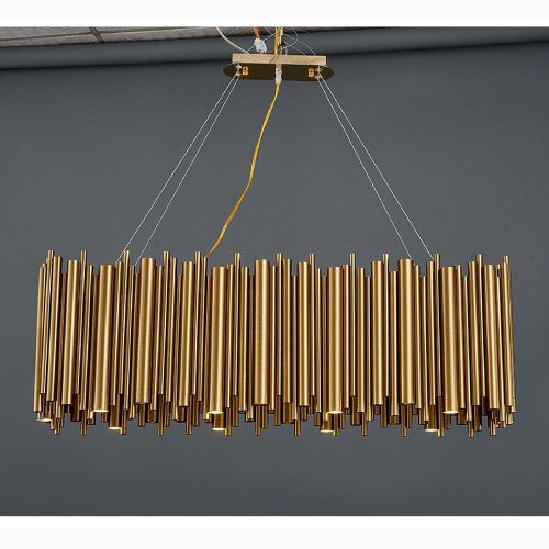 MIRODEMI Fontan Trendy Rectangle Gold Stainless Steel Chandelier