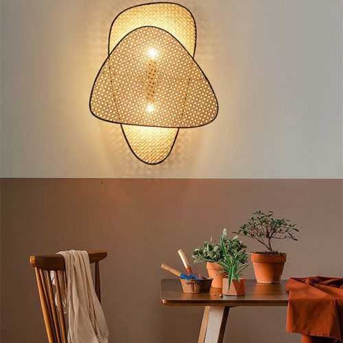 MIRODEMI French Designer Wall Lamp with Hand Made Rattan Wicker