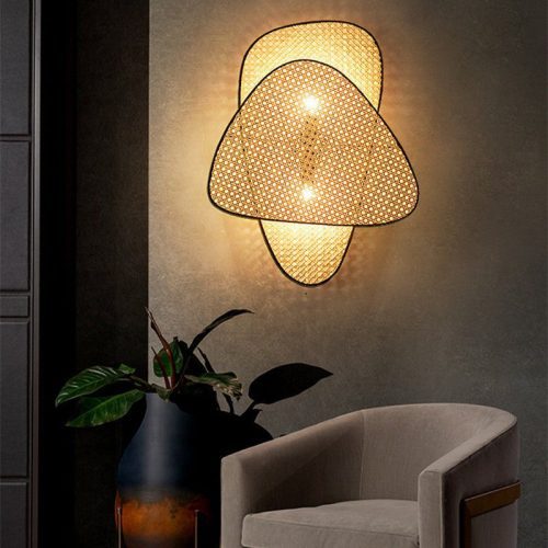 MIRODEMI French Designer Wall Lamp with Hand Made Rattan Wicker for Bedroom