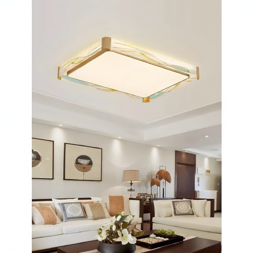  Fribourg | Rectangular LED Сopper Ceiling Lamp from Mirodemi for Living Room, Kitchen, Dining Room, Bedroom | Cool Light | Warm Light | LED Light | Creative Style |