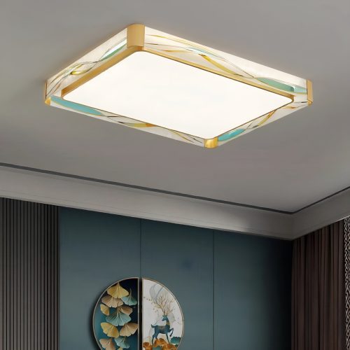  Fribourg | Rectangular LED Сopper Ceiling Lamp from Mirodemi for Living Room, Kitchen, Dining Room, Bedroom | Cool Light | Warm Light | LED Light | Creative Style |