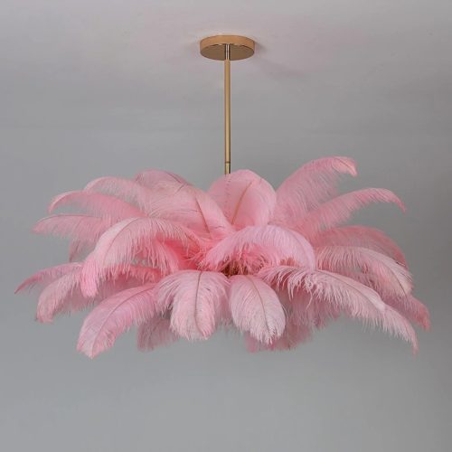 MIRODEMI Gembloux Pink White Feather Round Light