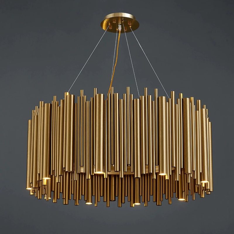 MIRODEMI® Genappe | Luxury Drum Gold Stainless Steel Light Fixture