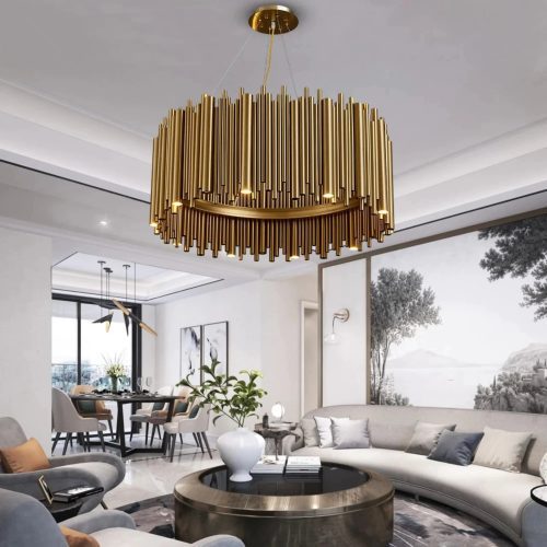 MIRODEMI Genappe Drum Gold Chandelier