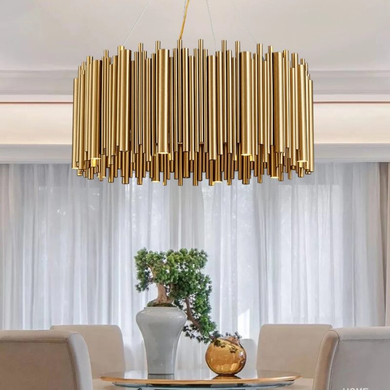 MIRODEMI® Genappe | Luxury Drum Gold Chandelier