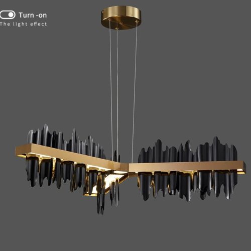 MIRODEMI Geneve Black Gold Long Chandelier