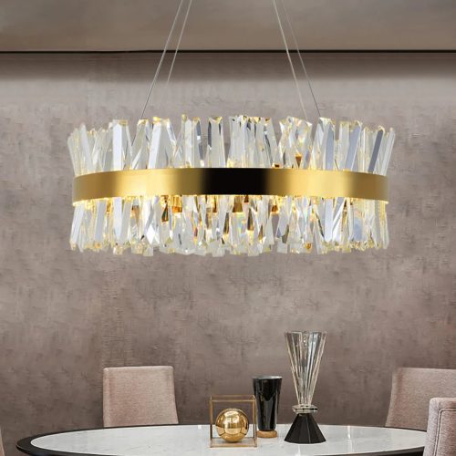 MIRODEMI Genk Gold Chrome Round Crystal Light Fixture